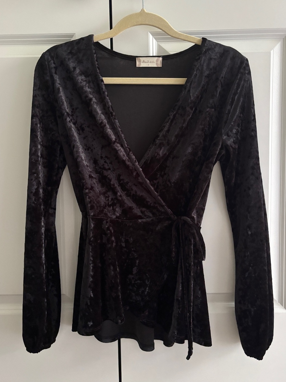 Velvet Wrap Tie Blouse - Black🖤